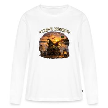 Verliebt in Schweden - Frauen Premium Bio Langarmshirt - Weiß - Vorne - Julia (174cm)