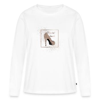 Glitzernder High Heel für beste Freundinnen - Frauen Premium Bio Langarmshirt - Weiß - Vorne - Julia (174cm)