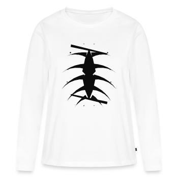 Mehrstufige Jet-Silhouette - Frauen Premium Bio Langarmshirt - Weiß - Vorne - Julia (174cm)