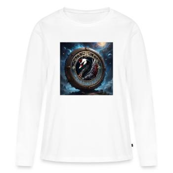 Star Swan in Ornamental Frame - Women's Premium Organic Long Sleeve Shirt - white - Front - Julia (174cm)