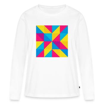 Mosaïque triangulaire vif - T-shirt manches longues Premium bio Femme - blanc - Devant - Julia (174cm)