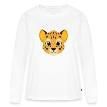Visage de Guépard - T-shirt manches longues Premium bio Femme - blanc - Devant - Julia (174cm)