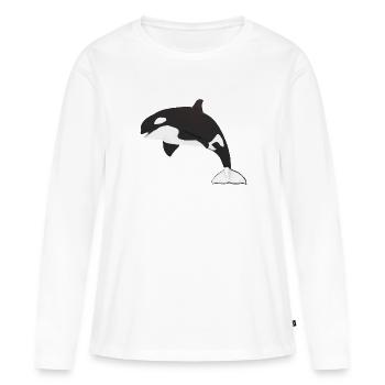 Orca – Puissant Chasseur des Océans - T-shirt manches longues Premium bio Femme - blanc - Devant - Julia (174cm)