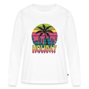 Ambiances colorées des palmiers pour les fêtes - T-shirt manches longues Premium bio Femme - blanc - Devant - Julia (174cm)