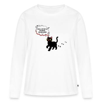 Diction du chat en mode sombre - T-shirt manches longues Premium bio Femme - blanc - Devant - Julia (174cm)