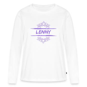 Nom de naissance Lenny - T-shirt manches longues Premium bio Femme - blanc - Devant - Julia (174cm)