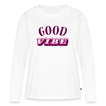 Good Vibe Neon Retro - T-shirt manches longues Premium bio Femme - blanc - Devant - Julia (174cm)