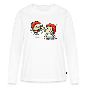 Duel de sushi de karaté - T-shirt manches longues Premium bio Femme - blanc - Devant - Julia (174cm)