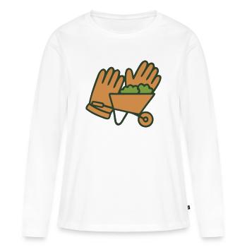 Icône des gants de brouette - T-shirt manches longues Premium bio Femme - blanc - Devant - Julia (174cm)