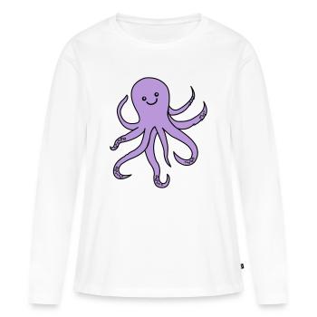 Charme de pieuvre violette - T-shirt manches longues Premium bio Femme - blanc - Devant - Julia (174cm)