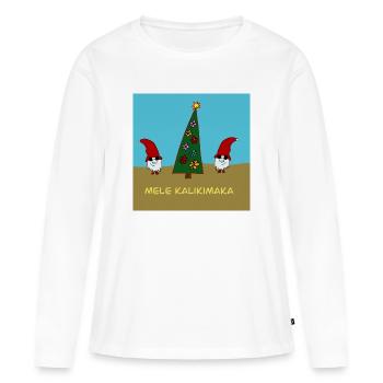 Mele Kalikimaka - Jour de Noël hawaïen lumineux - T-shirt manches longues Premium bio Femme - blanc - Devant - Julia (174cm)