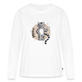 Dessin animé du Chaton Miaou - T-shirt manches longues Premium bio Femme - blanc - Devant - Julia (174cm)