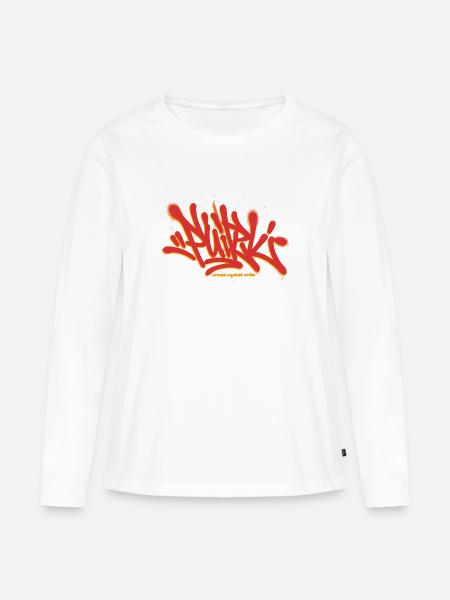 Feuer-Orange-Graffiti - Frauen Premium Bio Langarmshirt - Weiß