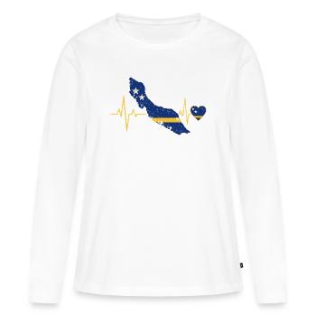 Costa Rica Herzflagge mit Lebenslinie - Frauen Premium Bio Langarmshirt - Weiß - Vorne - Julia (174cm)