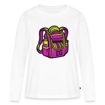 Clipart pour sac à dos de disc golf - T-shirt manches longues Premium bio Femme - blanc - Devant - Julia (174cm)