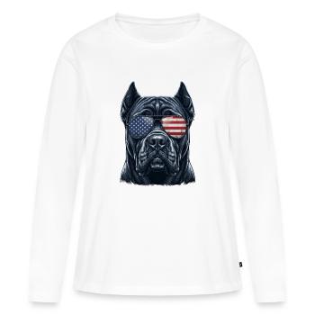 Cane Corso USA Lunettes de soleil patriotiques - T-shirt manches longues Premium bio Femme - blanc - Devant - Julia (174cm)
