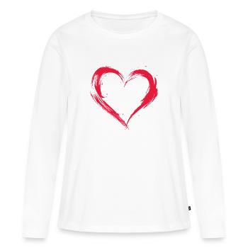 Cœur - T-shirt manches longues Premium bio Femme - blanc - Devant - Julia (174cm)