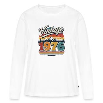 Vintage 1976 Cadeau d'anniversaire 47 ans Homme  - T-shirt manches longues Premium bio Femme - blanc - Devant - Julia (174cm)