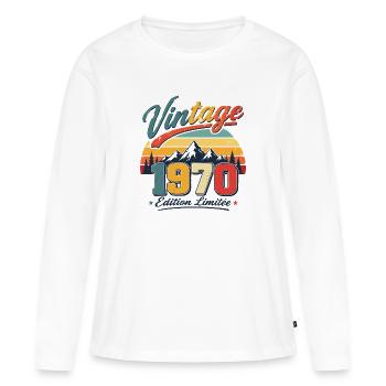 Cadeau D'anniversaire Vintage 1970 Édition Limitée - T-shirt manches longues Premium bio Femme - blanc - Devant - Julia (174cm)