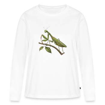 Mante religieuse verte sur branche - T-shirt manches longues Premium bio Femme - blanc - Devant - Julia (174cm)