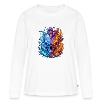 Crâne de Cristal Feu et Glace - T-shirt manches longues Premium bio Femme - blanc - Devant - Julia (174cm)