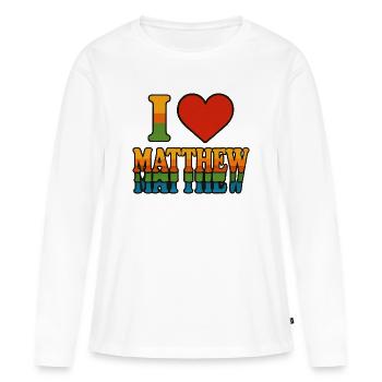 I Love Matthew Rainbow Retro - Women's Premium Organic Long Sleeve Shirt - white - Front - Julia (174cm)