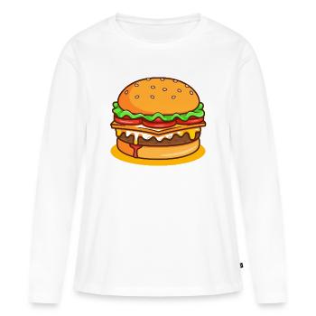 Pop Art de Hamburger de dessins animés - T-shirt manches longues Premium bio Femme - blanc - Devant - Julia (174cm)