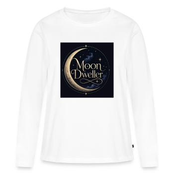 Habitant de la Lune : Cercle de la Lune d’Or - T-shirt manches longues Premium bio Femme - blanc - Devant - Julia (174cm)