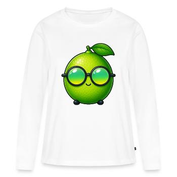 Dessin animé citron citron vert : dessin d’été - T-shirt manches longues Premium bio Femme - blanc - Devant - Julia (174cm)
