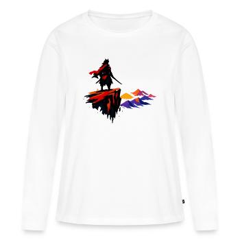 Montagnes de feu néon dans l’abîme - T-shirt manches longues Premium bio Femme - blanc - Devant - Julia (174cm)