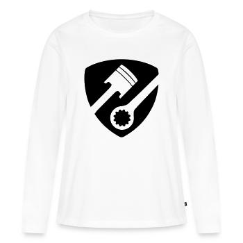 Technicien en mécatronique automobile Piston et outil - T-shirt manches longues Premium bio Femme - blanc - Devant - Julia (174cm)