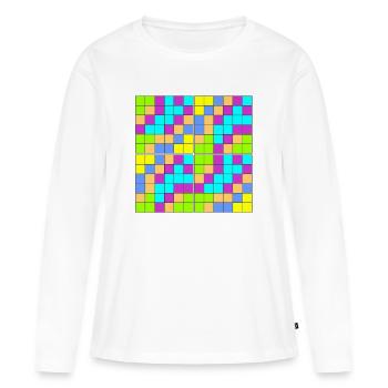 Kaleidoskopisches Pixelmuster - Frauen Premium Bio Langarmshirt - Weiß - Vorne - Julia (174cm)