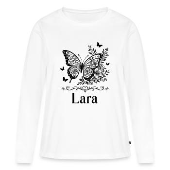 Lara Vorname Schmetterling Blumen Geschenk - Frauen Premium Bio Langarmshirt - Weiß - Vorne - Julia (174cm)