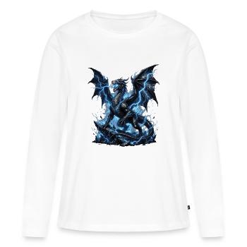 Dragon Bleu Rugissant - T-shirt manches longues Premium bio Femme - blanc - Devant - Julia (174cm)