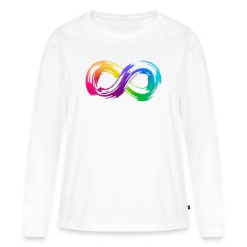 Coup de pinceau Rainbow Infinity - T-shirt manches longues Premium bio Femme - blanc - Devant - Julia (174cm)