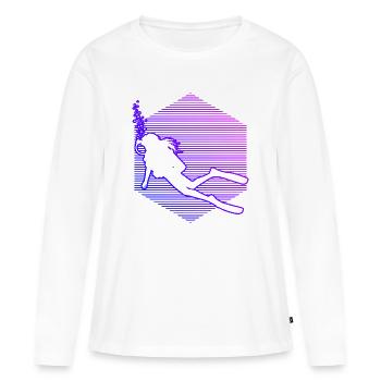 Idée cadeau pour un passionné de plongée avec Scuba Diving - T-shirt manches longues Premium bio Femme - blanc - Devant - Julia (174cm)