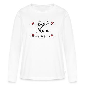 Meilleur cadeau de cœur de maman de tous les temps - T-shirt manches longues Premium bio Femme - blanc - Devant - Julia (174cm)