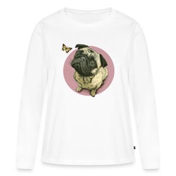 Carlin avec papillon - T-shirt manches longues Premium bio Femme - blanc - Devant - Julia (174cm)