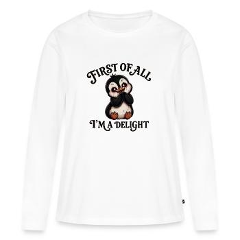 Amusant Halloween de dessins animés Penguin mignons - T-shirt manches longues Premium bio Femme - blanc - Devant - Julia (174cm)