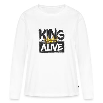 King Alive Krone Grunge Design - Frauen Premium Bio Langarmshirt - Weiß - Vorne - Julia (174cm)
