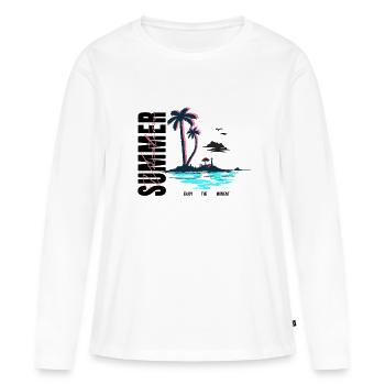 Buzzer - T-shirt manches longues Premium bio Femme - blanc - Devant - Julia (174cm)