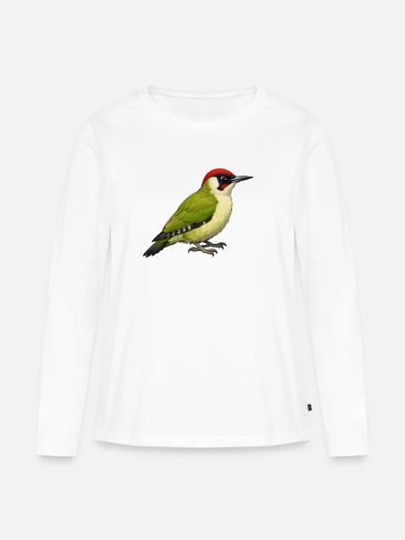 Grünspecht - Frauen Premium Bio Langarmshirt - Weiß