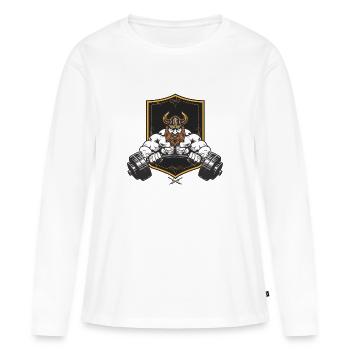 Conception d’haltères Viking Fitness - T-shirt manches longues Premium bio Femme - blanc - Devant - Julia (174cm)