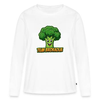 Team Broccoli : Charme des légumes frais - T-shirt manches longues Premium bio Femme - blanc - Devant - Julia (174cm)