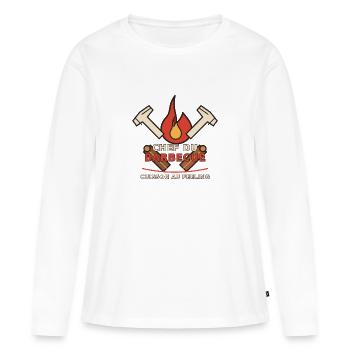 Chef du Barbecue Feu Créatif - T-shirt manches longues Premium bio Femme - blanc - Devant - Julia (174cm)