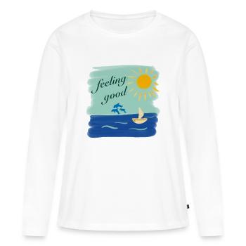 Ça fait du bien océan - T-shirt manches longues Premium bio Femme - blanc - Devant - Julia (174cm)