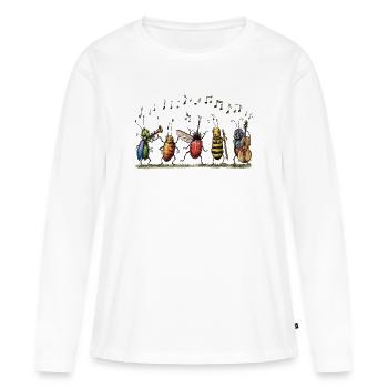 Bug Band – Graphique du groupe drôle de rock insectoise - T-shirt manches longues Premium bio Femme - blanc - Devant - Julia (174cm)