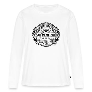 mariage_zizi - T-shirt manches longues Premium bio Femme - blanc - Devant - Julia (174cm)