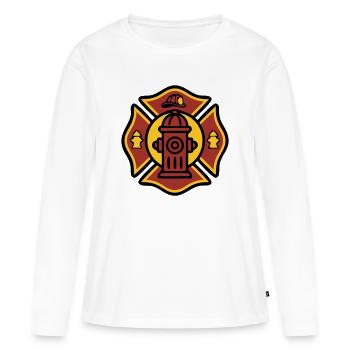 Icône du blason d’incendie du camion de pompiers - T-shirt manches longues Premium bio Femme - blanc - Devant - Julia (174cm)