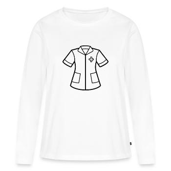 Infirmière Scrub - T-shirt manches longues Premium bio Femme - blanc - Devant - Julia (174cm)